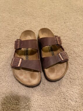 Birkenstock Brown Arizona Two-Strap Leather Sandals